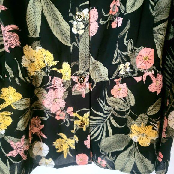 NEW Liz Claiborne Black Floral Square Neck Peplum Top Petite PXXL - Picture 4 of 6